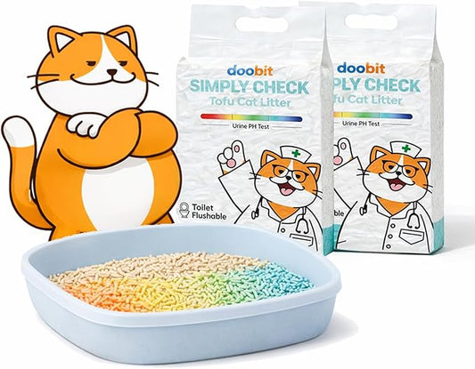 Simply Check Cat Urine PH Test Tofu Litter,11.4LBS(5.7lb x2pack) Color Changing pH Indicator, at Home Feline Urine Test Strips,Less Tracking,Cat Urinary&Bladder Health Monitor,UTI Test Strips