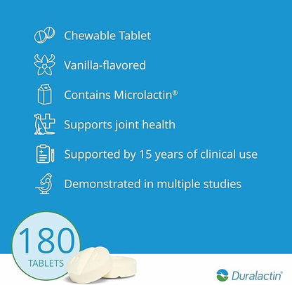 PRN Pharmacal Duralactin Canine Chewable Tablets - Joint Health Supplement for Dogs & Puppies - Pet Mobility Support - Vanilla Flavored Chews - 180 Count