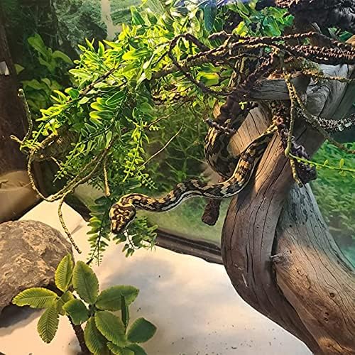 kathson Reptile Plants for Bearded Dragon Tank Accessories,Terrarium Hanging Plants Decor Artificial Bendable Climbing Vines Long Jungle Climbing Vine Decoration for Chameleon Lizards Gecko (2 PCS)