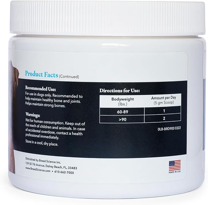 Hip and Joint Food Supplement for Dogs, Large Breeds- Glucosamine and Chondroitin Powder with Green Lipped Mussel - Pain, Inflammation Relief with Vitamins - Senior Health Supplies for Arthritis
