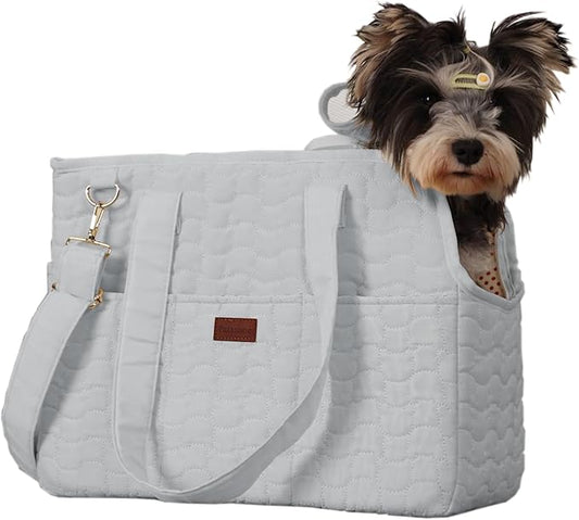 Small Dog Purse Rabbits Carrier Bag,Adult Cat/Puppy Carriers Bunny Bag with Multiple Pockets,Breathable Mesh Soft Cushion,Traveling Pets Tote Picnic Outdoor 15lb (Grey2, Large)