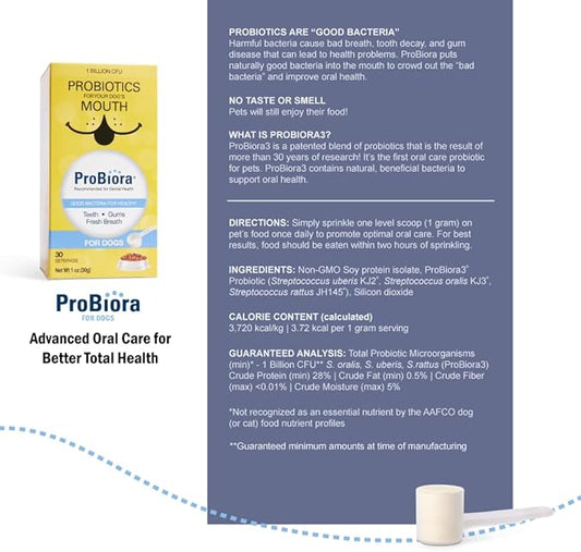 Probiora for Dogs | Dog Probiotic Supplement for Oral Care | Pet Probiotics to Reduce Bad Breath | Dog Nutritional Supplement for Dental Health | 30 Servings (Pack of 2, Jar)
