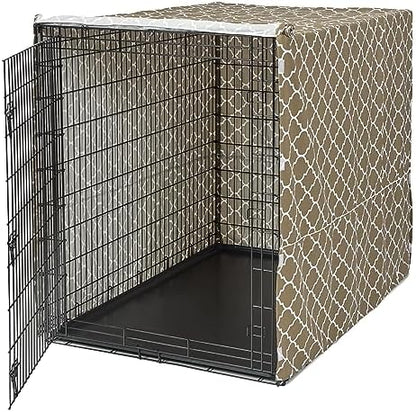 MidWest Homes for Pets Dog Crate Cover, Privacy Dog Crate Cover Fits Midwest Dog Crates, Crate Cover Only; Machine Wash & Dry; Brown Geo Print; 54 inch