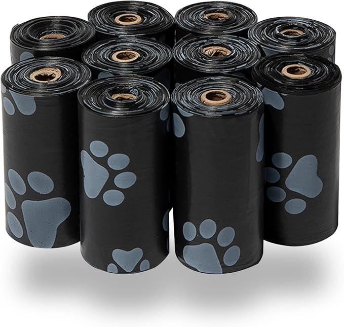 Best Pet Supplies Dog Poop Bags for Waste Refuse Cleanup, Doggy Roll Replacements for Outdoor Puppy Walking and Travel, Leak Proof and Tear Resistant, Thick Plastic - Black, 150 Bags