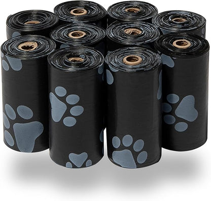 Best Pet Supplies Dog Poop Bags for Waste Refuse Cleanup, Doggy Roll Replacements for Outdoor Puppy Walking and Travel, Leak Proof and Tear Resistant, Thick Plastic - Black, 150 Bags
