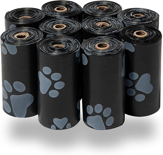 Best Pet Supplies Dog Poop Bags for Waste Refuse Cleanup, Doggy Roll Replacements for Outdoor Puppy Walking and Travel, Leak Proof and Tear Resistant, Thick Plastic - Black, 150 Bags
