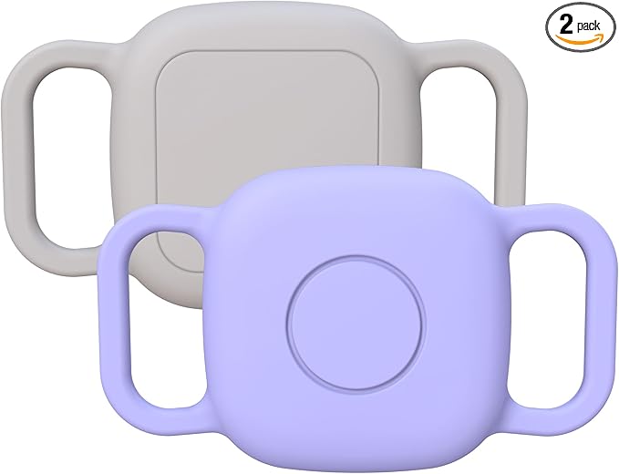 Waterproof Dog Collar Holder for Tile Life360 Mate 2024/2022 Tracker,2 Pack Anti Lost Soft Silicone Case for cat pet Necklace, Protective Cover Accessories for Tile Tracker Finder (Purple/Gray)