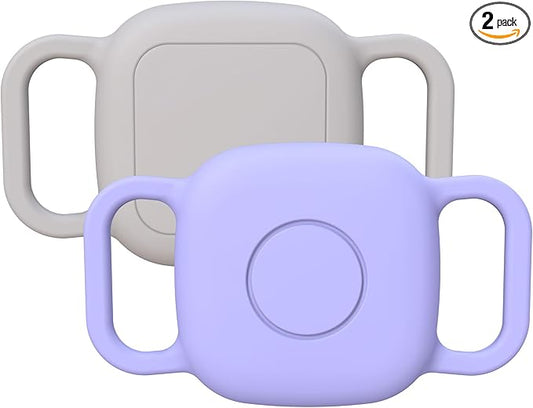 Waterproof Dog Collar Holder for Tile Life360 Mate 2024/2022 Tracker,2 Pack Anti Lost Soft Silicone Case for cat pet Necklace, Protective Cover Accessories for Tile Tracker Finder (Purple/Gray)