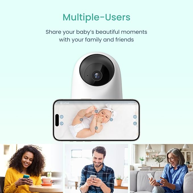 Babysense 2Peek Video Baby Monitor, WiFi Security Camera with Auto Tracking (2Pcs), 3MP Super HD, Intelligent Motion & Sound Detection, Night Vision, Private Hidden Lens Mode, Supports SD Card