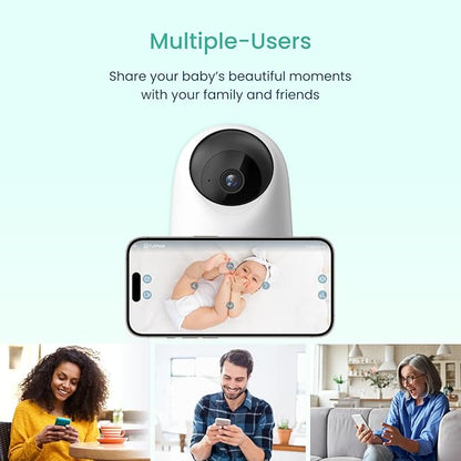 Babysense 2Peek Video Baby Monitor, WiFi Security Camera with Auto Tracking (2Pcs), 3MP Super HD, Intelligent Motion & Sound Detection, Night Vision, Private Hidden Lens Mode, Supports SD Card
