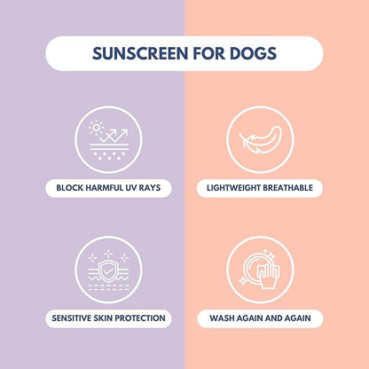 Spark Paws Sunblock Dog T-Shirt, SPF30 Protection, Lightweight Breathable Quick Dry for Dogs with Sensitive Skin - Purple & Peach (Set of 2) - M