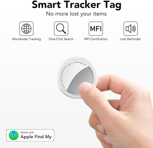 2026 New [Apple MFi Certified] (iOS Only) Tracker Tags-4 Pack, Tukio Bluetooth 5.3 GPS Tracker for Apple Find My, Replaceable Battery, 100dB Key Finder and Item Locator for Car, Keys, Luggage, White