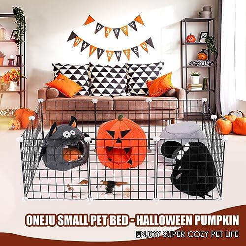 Guinea Pig Hideout - Guinea Pig Bed, Halloween Style Small Pet Hides, Ideal Bed for Small Pets, Pumpkin Shape, Orange