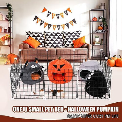 Guinea Pig Hideout - Guinea Pig Bed, Halloween Style Small Pet Hides, Ideal Bed for Small Pets, Pumpkin Shape, Orange