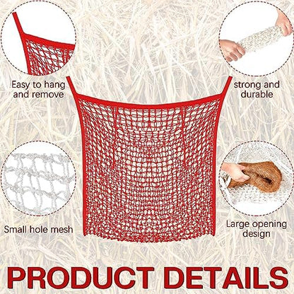 Fabbay 2 Pcs Slow Feed Hay Net for Horses, 35 x 31 Inch Hay Bag, Red