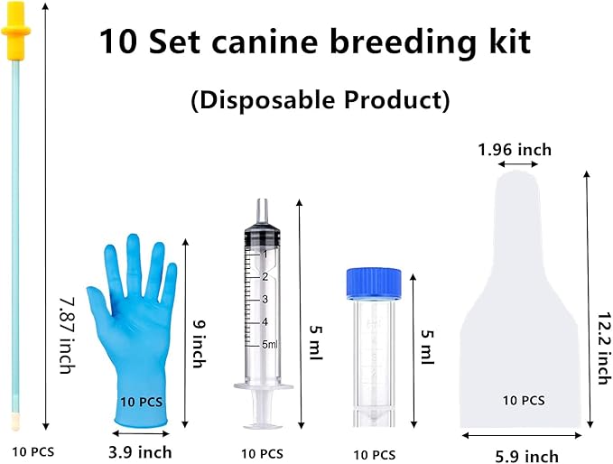 10 Set AI Artificial Insemination Dog Breeding Kit, Canine Breeding Kit, Disposable Dog Artificial Insemination, Dog Insemination Breeder Kit, Canine Breeding Supplies for Small Breeds