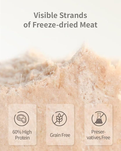 Freeze-Dried Cat Food, 97% Animal Origin Soft Dry Raw Food for Cat, High Protein Healthy Freeze Dried Cat Treat & Topper (Beef Recipe - 0.7 Ounce)