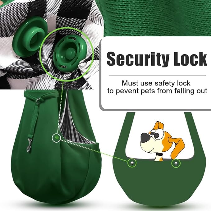 Tomkas Small Dog Sling Carrier - Zipper Pocket & Adjustable Strap & Zip Pocket - for 3-10 lbs Pets(Emerald Green)