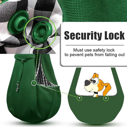 Tomkas Small Dog Sling Carrier - Zipper Pocket & Adjustable Strap & Zip Pocket - for 3-10 lbs Pets(Emerald Green)