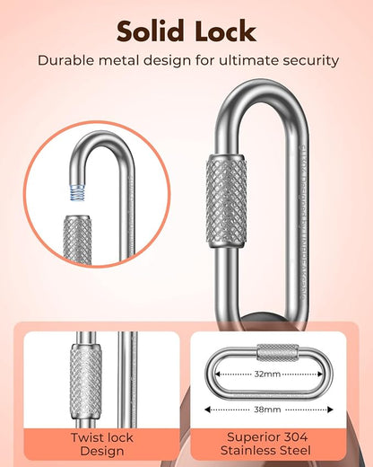 UNBREAKcable for AirTag Holder Case with Professional Carabiner, 4 Pack | Waterproof, Shockproof, Hold Securely, Easy to Install, Protective AirTag Keychain for Keys, Pets, Luggage-Black&Orange