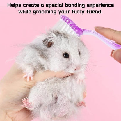 4 Pack Hamster Brush - Small Animal Bath Brush with Lid Soft Cleansing Brush Massage Combs for Hedgehog Guinea Pig Rabbit Chinchilla Ferret Small Animal Grooming Tool Cleaning Supplies-Random Color