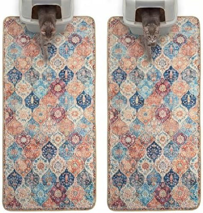 Hompet Cat Litter Mat 2 Pack, 28.5x60 Large Machine Washable Trapping Mats for Cats, Super Absorbent & Urine-Proof Cat Litter Box Mat for Floor, Waterproof & Non Slip Kitty Litter Rug