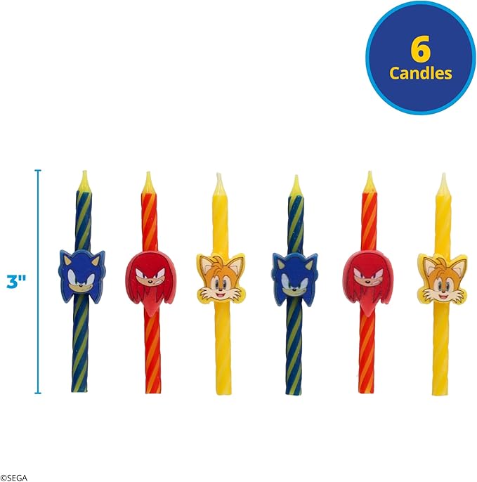 Sonic The Hedgehog Cake Candles | 6 Birthday Cake Candles Featuring Sonic, Knuckles, & Tails, for Sonic Party