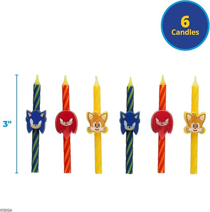 Sonic The Hedgehog Cake Candles | 6 Birthday Cake Candles Featuring Sonic, Knuckles, & Tails, for Sonic Party