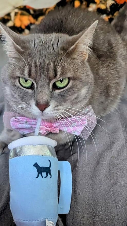 PUPROAR Kitty Cup Catnip Toy - Easter & Birthday Cat Gift Toy with Catnip & Crinkle, Funny Gift for Girl Indoor Kitten (Chambray Blue)