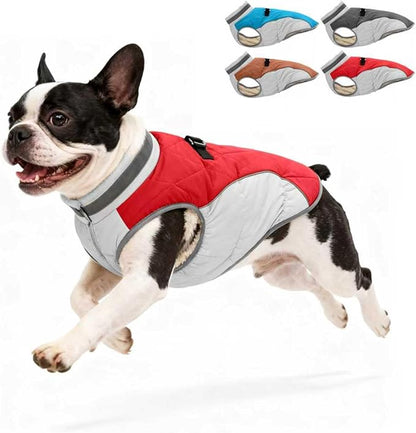 Dog Winter Coat for Small Dogs, Adjustable Puppy Warm Jackets in Cold Weather, Reflective Pet Fleece Vest with External Attachment Points, Zippered Cold-Weather Dog Winter Clothes, S Red