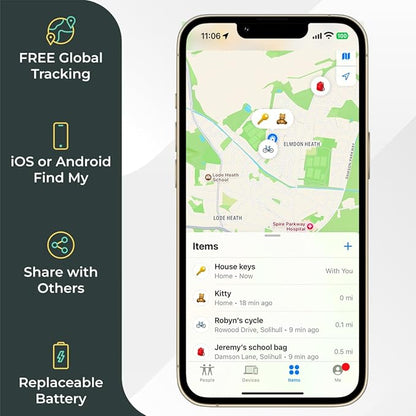 ROAM SMART TRACKER: Built in Elastic Strap, Free Global Tracking, Waterproof, Alerts, Made with Recyclable Plastic (Works with Apple Find My & Android Find Hub) (Assorted, Set of 6)