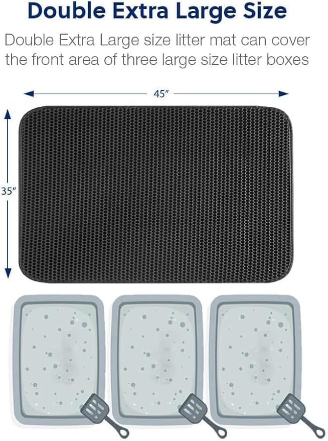 WePet Cat Litter Mat, Kitty Litter Trapping Mat, Honeycomb Double Layer Mats, No Phthalate, Urine Waterproof, Easy Clean, Scatter Control, Catcher Litter Tray Box Rug Carpet
