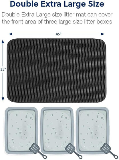 WePet Cat Litter Mat, Kitty Litter Trapping Mat, Honeycomb Double Layer Mats, No Phthalate, Urine Waterproof, Easy Clean, Scatter Control, Catcher Litter Tray Box Rug Carpet