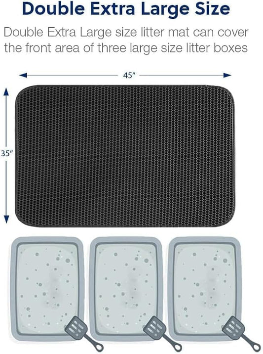 WePet Cat Litter Mat, Kitty Litter Trapping Mat, Honeycomb Double Layer Mats, No Phthalate, Urine Waterproof, Easy Clean, Scatter Control, Catcher Litter Tray Box Rug Carpet