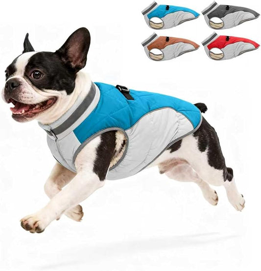 Dog Winter Coat for Small Dogs, Adjustable Puppy Warm Jackets in Cold Weather, Reflective Pet Fleece Vest with External Attachment Points, ZippeBlue Cold-Weather Dog Winter Clothes, XS Blue
