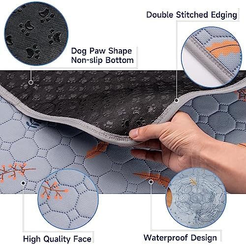 Sunheir Washable Pee Pads for Small Pet 5-Pack, Reusable Pet Training Pads Absorbent & Leak-Free, Waterproof Pee Pads for Dog Cat Rabbit Guinea Pig Hamster, Whelping Pad (Leaves - Light Grey, 12x12)