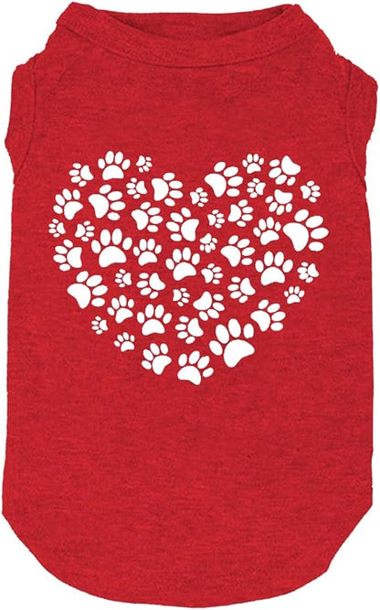 Dog Shirts Hearts Print Funny Graphic Small Large Dog Clothes Puppy Vest Gift for Dog Valentine's Day Apparel(Q-Red03,Small)