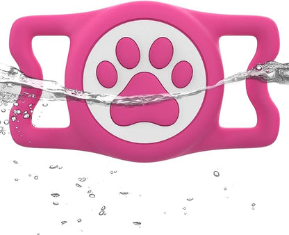 IP68 Waterproof Dog AirTag Holder for Dog Collar, Soft, Stretchy Silicone | Full-Body Protection, Easy Tool-Free Installation, Quiet, No-Dangle Fit, Lightweight, Fits Dog & Cat Collars of All Widths