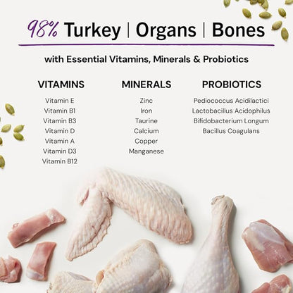 Stella & Chewy's Freeze-Dried Raw Cat Dinner Morsels - Premium Turkey Recipe with 98% Farm-Raised Meat & Organs - Natural Grain-Free Cat-& Kitten Food - Made in USA - 18 oz,(Pack of 2)