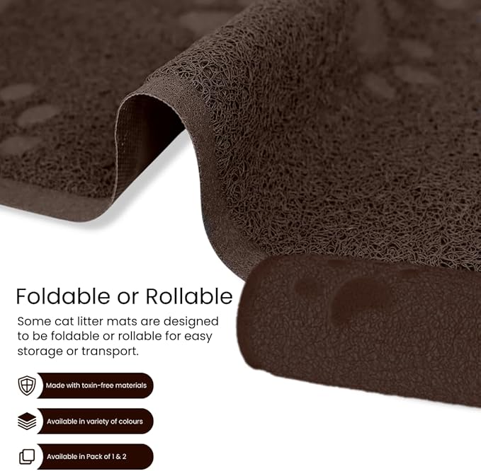 Andalus Small Cat Litter Mat, Pack of 1 - Waterproof, Non-Slip & Easy to Clean Cat Litter Box Mat for Extra Efficient Pet Litter-Trapping, Brown (15.75” X 11.75”)
