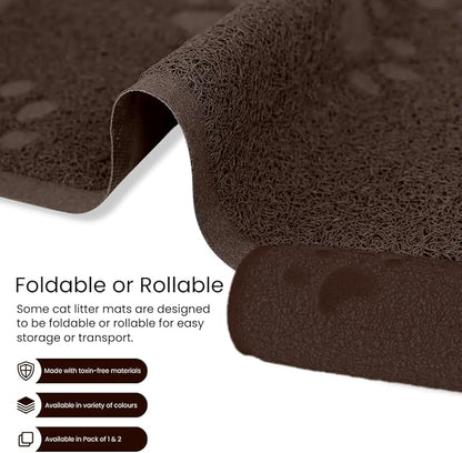 Andalus Small Cat Litter Mat, Pack of 1 - Waterproof, Non-Slip & Easy to Clean Cat Litter Box Mat for Extra Efficient Pet Litter-Trapping, Brown (15.75” X 11.75”)