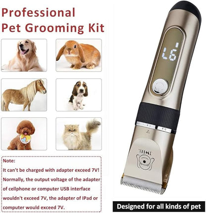 IWEEL Dog Clippers, 2-Speed Professional Rechargeable Cordless Cat Shaver and Low Noise Water Proof Electric Dog Trimmer Pet Grooming Kit Animal Hair Clippers Tool with Scissors Combs