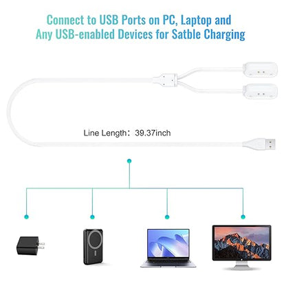 2-in-1 Magnetic Fast Charging Cable | Compatible with Tractive GPS Tracker for Dogs | Durable USB Charger Cord for Pet Smart GPS Devices (White)