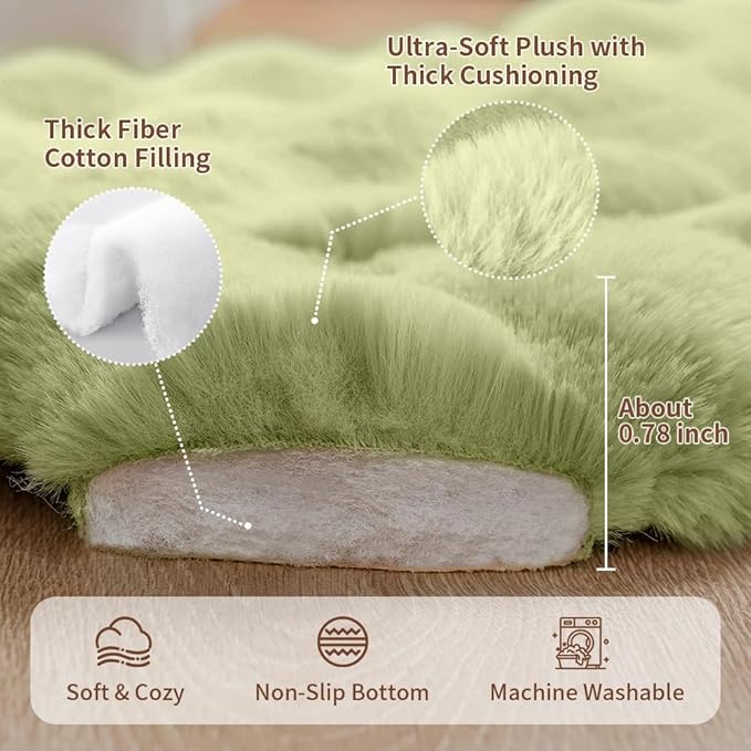 Cat & Dog Bed Mat, Soft Plush Faux Fur Kneading Pet Bed for 2 Cats or Small Dogs, Machine Washable Cat Sleeping Pad, Non-Slip Fluffy Pet Rug for Indoor Cats Kittens & Small Dogs, 27x20 In Green