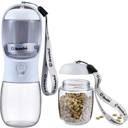 Cibaabo Dog Water Bottle with Food Container, Travel Puppy Water Bowl, Portable Pet Dispenser, Dog Stuff Accessories Items, Puppy Essentials Necessities for Yorkie Chihuahua Cat Walking and Hiking