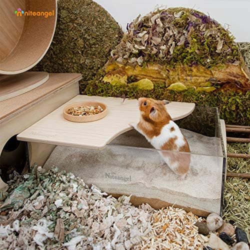 Niteangel Animal Sand-Bath Box: - Acrylic Critter's Sand Bath Shower Room & Digging Sand Container for Hamsters Mice Lemming Gerbils or Other Small Pets (Rectangle, Burlywood)