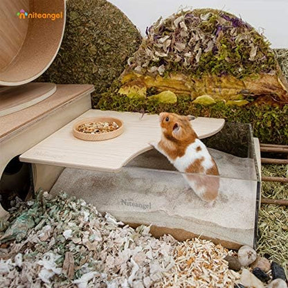 Niteangel Animal Sand-Bath Box: - Acrylic Critter's Sand Bath Shower Room & Digging Sand Container for Hamsters Mice Lemming Gerbils or Other Small Pets (Rectangle, Burlywood)