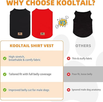 KOOLTAIL Dog Clothes for Large Dogs Boy Girl, 2 Pack Cotton Fall/Winter Warm Dog T Shirts Coats for Outdoor, UV & Insect Protection Anti-Hair Loss & Lightweight Pet Vest Tank Tops Apparel, Black&Red L