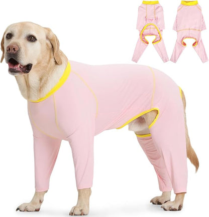 FUAMEY UPF 50+ Dog Sun Protection Full-Body Shirt for Large Dogs, Puppy Cooling Jumpsuit with Quick-Dry Stretchable Fabric, Outdoor Pet Dirt-Resistant Shedding Control Onesie for Summer, Pink, XL