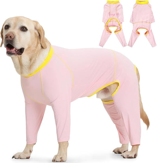 FUAMEY UPF 50+ Dog Sun Protection Full-Body Shirt for Large Dogs, Puppy Cooling Jumpsuit with Quick-Dry Stretchable Fabric, Outdoor Pet Dirt-Resistant Shedding Control Onesie for Summer, Pink, 3XL